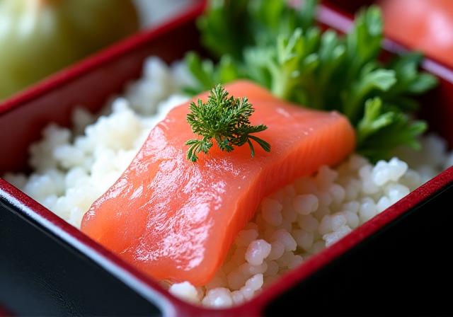 桜鯛の西京焼きがメインの彩り豊かな弁当 (A colorful bento featuring grilled Sakuradai)